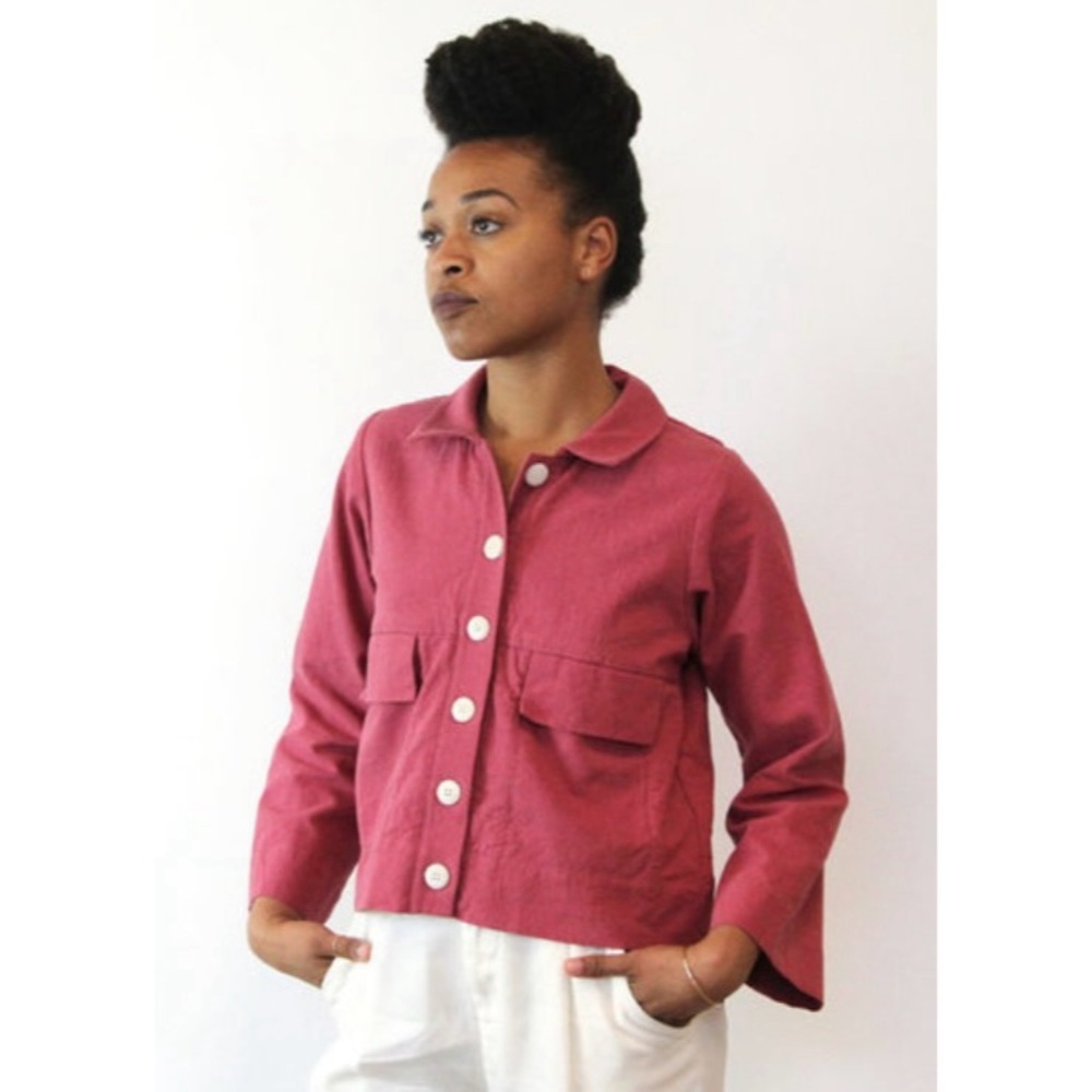 Ilana Kohn Button Front Mabel Crop Jacket in Rose XS